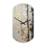 Tree Whispers Of Gray And Gold - Asymmetric Metal Wall Clock