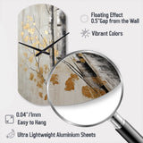 Tree Whispers Of Gray And Gold - Asymmetric Metal Wall Clock