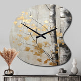Tree Whispers Of Gray And Gold - Asymmetric Metal Wall Clock