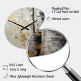 Tree Whispers Of Gray And Gold - Asymmetric Metal Wall Clock