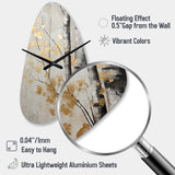 Tree Whispers Of Gray And Gold - Asymmetric Metal Wall Clock