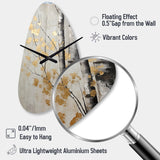 Tree Whispers Of Gray And Gold - Asymmetric Metal Wall Clock