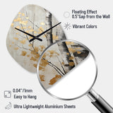 Tree Whispers Of Gray And Gold - Asymmetric Metal Wall Clock