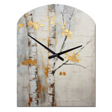 Tree Whispers Of Grey & Yellow III - Asymmetric Metal Wall Clock