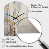 Tree Whispers Of Grey & Yellow III - Asymmetric Metal Wall Clock