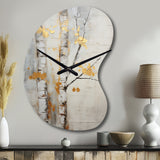 Tree Whispers Of Grey & Yellow III - Asymmetric Metal Wall Clock