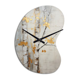 Tree Whispers Of Grey & Yellow III - Asymmetric Metal Wall Clock