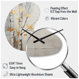Tree Whispers Of Grey & Yellow III - Asymmetric Metal Wall Clock
