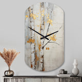 Tree Whispers Of Grey & Yellow III - Asymmetric Metal Wall Clock