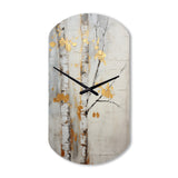 Tree Whispers Of Grey & Yellow III - Asymmetric Metal Wall Clock