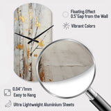 Tree Whispers Of Grey & Yellow III - Asymmetric Metal Wall Clock