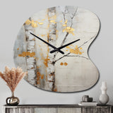 Tree Whispers Of Grey & Yellow III - Asymmetric Metal Wall Clock