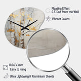 Tree Whispers Of Grey & Yellow III - Asymmetric Metal Wall Clock