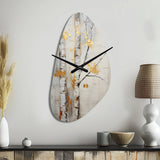 Tree Whispers Of Grey & Yellow III - Asymmetric Metal Wall Clock