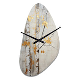 Tree Whispers Of Grey & Yellow III - Asymmetric Metal Wall Clock
