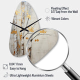 Tree Whispers Of Grey & Yellow III - Asymmetric Metal Wall Clock