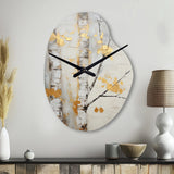 Tree Whispers Of Grey & Yellow III - Asymmetric Metal Wall Clock