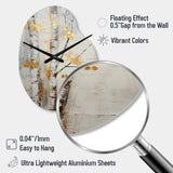 Tree Whispers Of Grey & Yellow III - Asymmetric Metal Wall Clock
