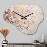 Cherry Blossom Tree Whispers Of Pink - Asymmetric Metal Wall Clock
