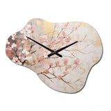 Cherry Blossom Tree Whispers Of Pink - Asymmetric Metal Wall Clock