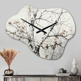 Monochrome Tree Whispers Of Gray And White II - Asymmetric Metal Wall Clock