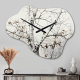 Monochrome Tree Whispers Of Gray And White II - Asymmetric Metal Wall Clock