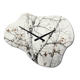 Monochrome Tree Whispers Of Gray And White II - Asymmetric Metal Wall Clock