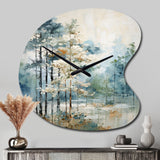 Pine Tree Enchanted Forest II - Asymmetric Metal Wall Clock