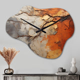 Orange Grey Abstract Redwood Tree Collage - Asymmetric Metal Wall Clock