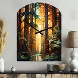 Redwood Shimmering Tree Heights I - Asymmetric Metal Wall Clock