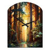 Redwood Shimmering Tree Heights I - Asymmetric Metal Wall Clock