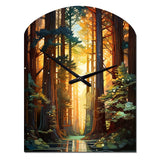 Redwood Shimmering Tree Heights I - Asymmetric Metal Wall Clock