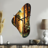 Redwood Shimmering Tree Heights I - Asymmetric Metal Wall Clock