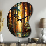 Redwood Shimmering Tree Heights I - Asymmetric Metal Wall Clock