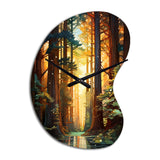 Redwood Shimmering Tree Heights I - Asymmetric Metal Wall Clock