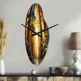 Redwood Shimmering Tree Heights I - Asymmetric Metal Wall Clock