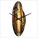 Redwood Shimmering Tree Heights I - Asymmetric Metal Wall Clock