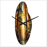 Redwood Shimmering Tree Heights I - Asymmetric Metal Wall Clock