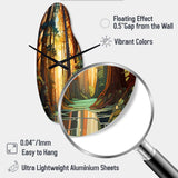 Redwood Shimmering Tree Heights I - Asymmetric Metal Wall Clock