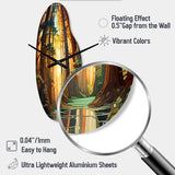 Redwood Shimmering Tree Heights I - Asymmetric Metal Wall Clock