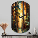 Redwood Shimmering Tree Heights I - Asymmetric Metal Wall Clock