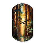 Redwood Shimmering Tree Heights I - Asymmetric Metal Wall Clock