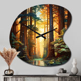 Redwood Shimmering Tree Heights I - Asymmetric Metal Wall Clock