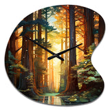 Redwood Shimmering Tree Heights I - Asymmetric Metal Wall Clock