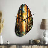 Redwood Shimmering Tree Heights I - Asymmetric Metal Wall Clock