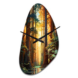 Redwood Shimmering Tree Heights I - Asymmetric Metal Wall Clock