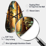 Redwood Shimmering Tree Heights I - Asymmetric Metal Wall Clock