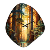 Redwood Shimmering Tree Heights I - Asymmetric Metal Wall Clock