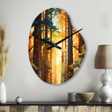Redwood Shimmering Tree Heights I - Asymmetric Metal Wall Clock