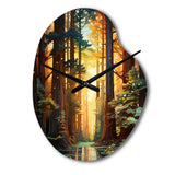 Redwood Shimmering Tree Heights I - Asymmetric Metal Wall Clock